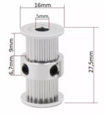 Polia Gt2 Dupla 20 Dentes Furo 5mm P/ Correia 6mm - Imagem 5